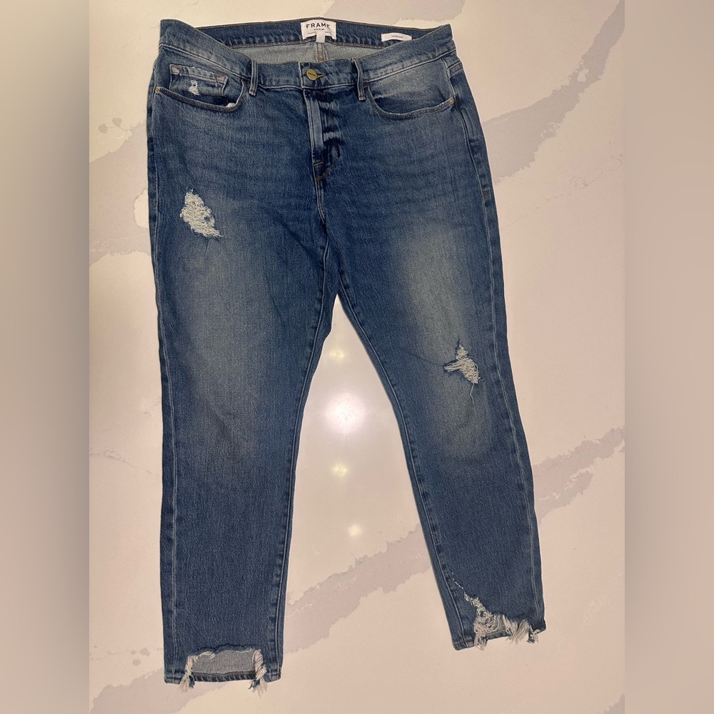Frame Denim Ripped Blue Jeans